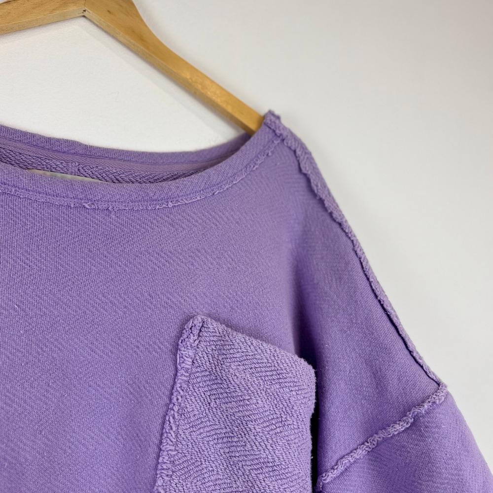 Free People FP Beach Lavender Terry Oversized Pullover Sweatshirt Beach Cover XS - Picture 11 of 16